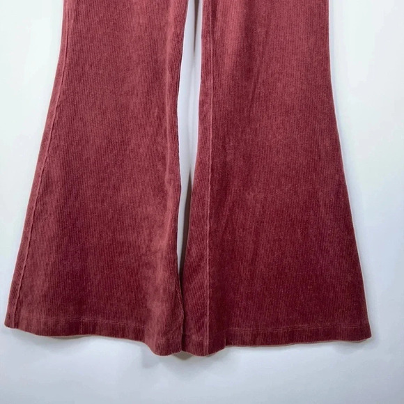 Daily Practice Anthropologie Corduroy Flare Pants Velour Burgundy Brown Size XS - Picture 4 of 11